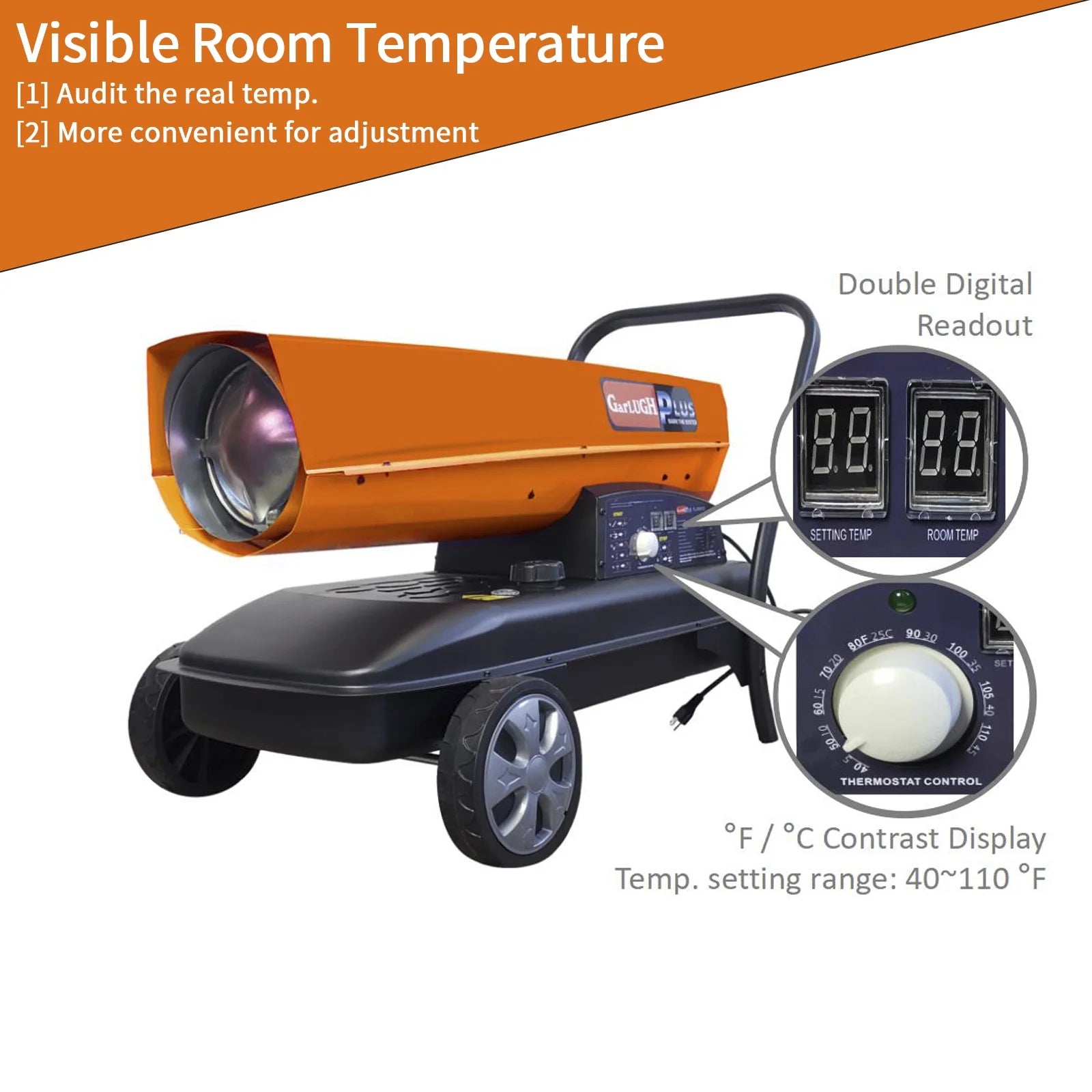 215000BTU Heavy-duty Kerosene Diesel Heater with Thermostat Control U500