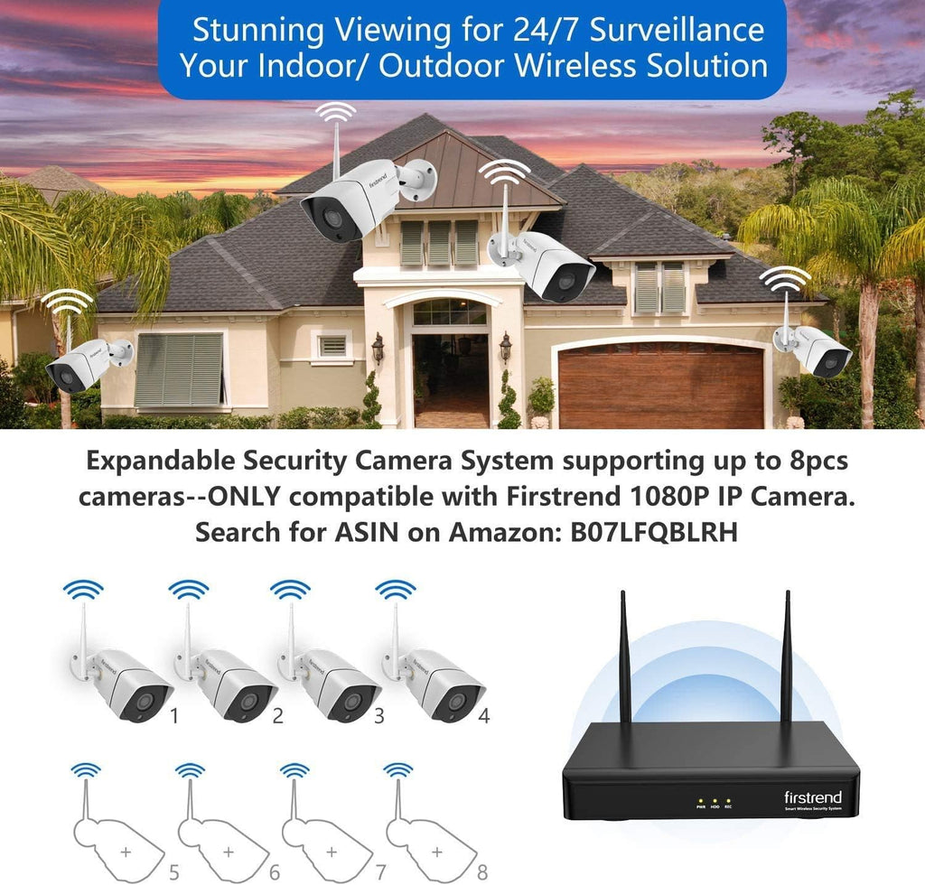 8CH 1080P Wireless Security Camera System with 4pcs IP Camera and 2TB Hard Drive P327143