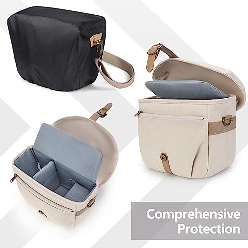 Khaki Canvas Camera Bag with Rain Cover T6037