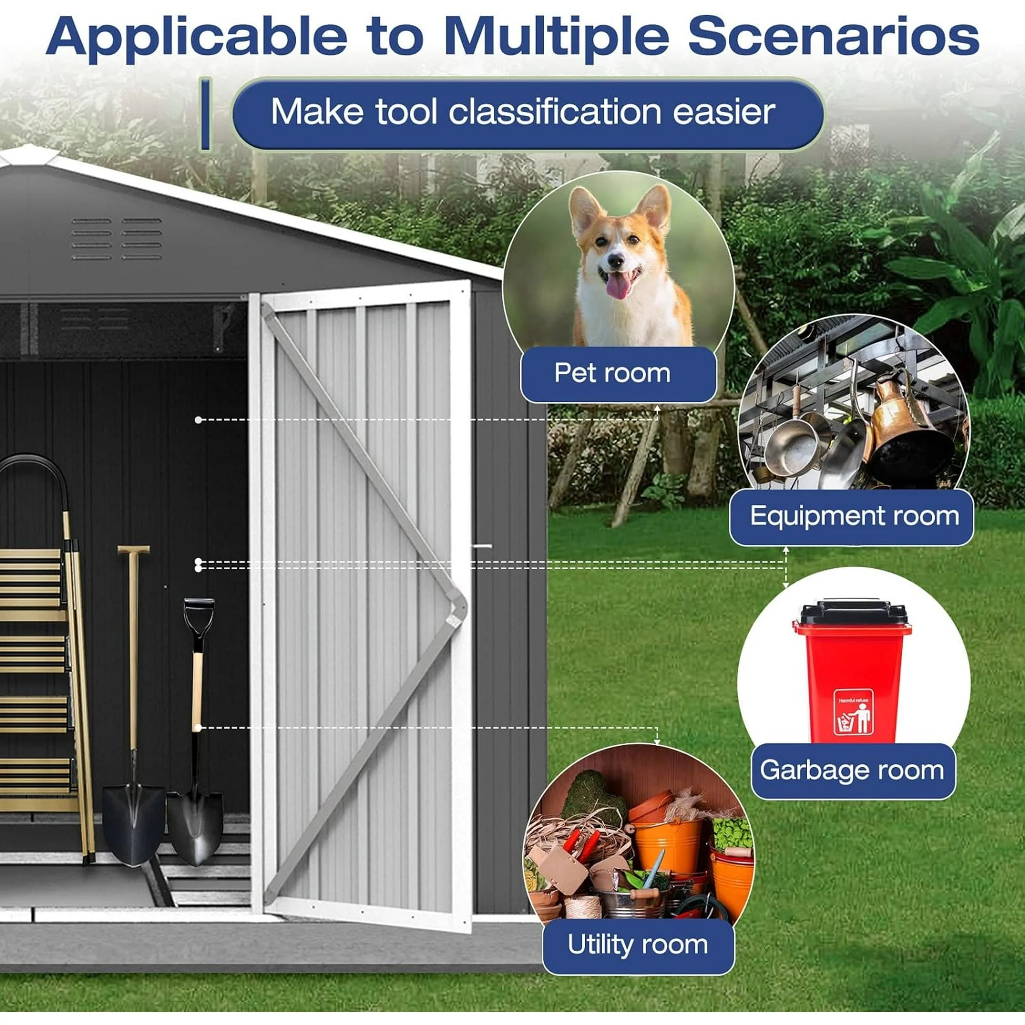 6' x 4' Galvanized Steel Outdoor Storage Shed with Lockable Doors O659802