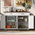 White Kitchen Island with Power Outlet and Drop Leaf Q981383