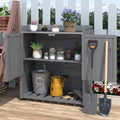 Grey Outdoor Storage Cabinet with Potting Bench Table E37935