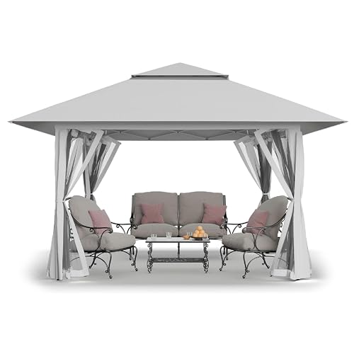 13x13 Grey Pop Up Gazebo with Wheeled Cover Bag A347211