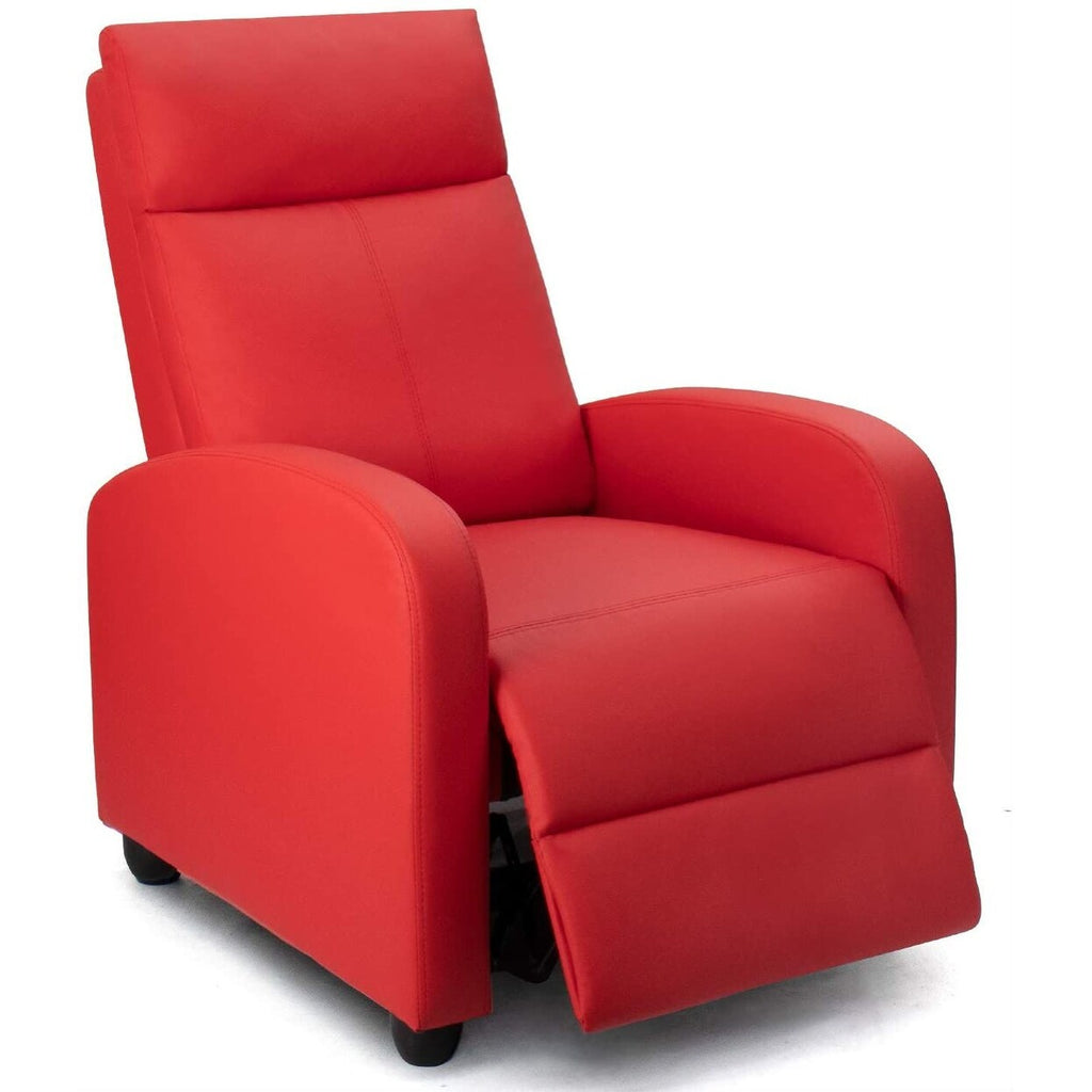 Red PU Leather Single Recliner Sofa E906524