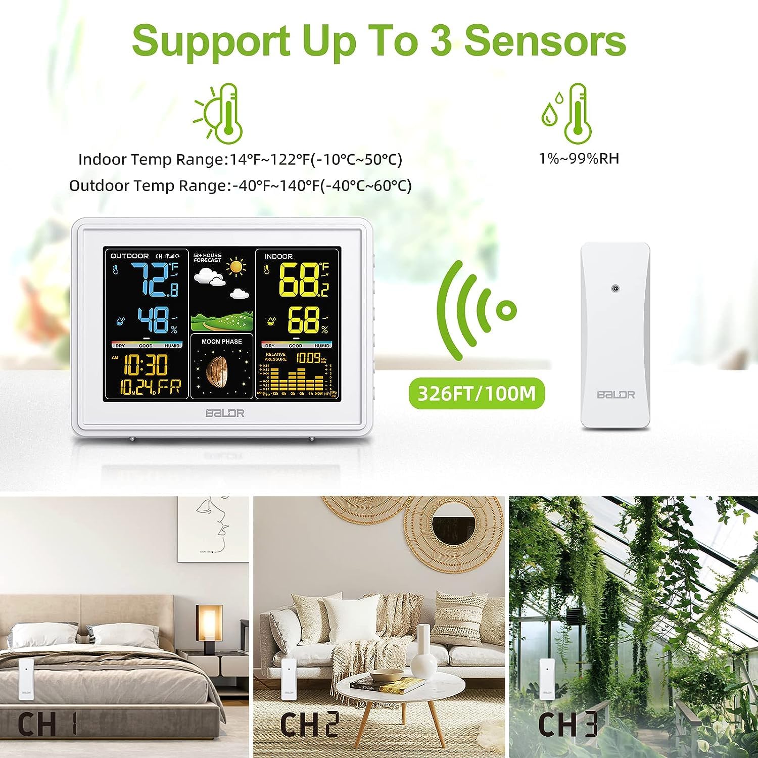 Wireless Indoor Outdoor Weather Station with Atomic Clock and Barometer G785