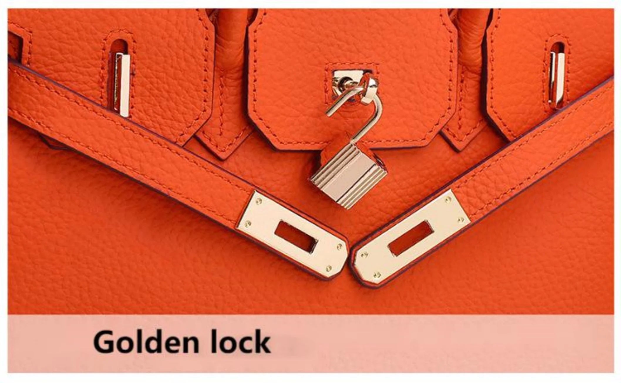 Genuine Leather Tote Shoulder Bag Orange U410
