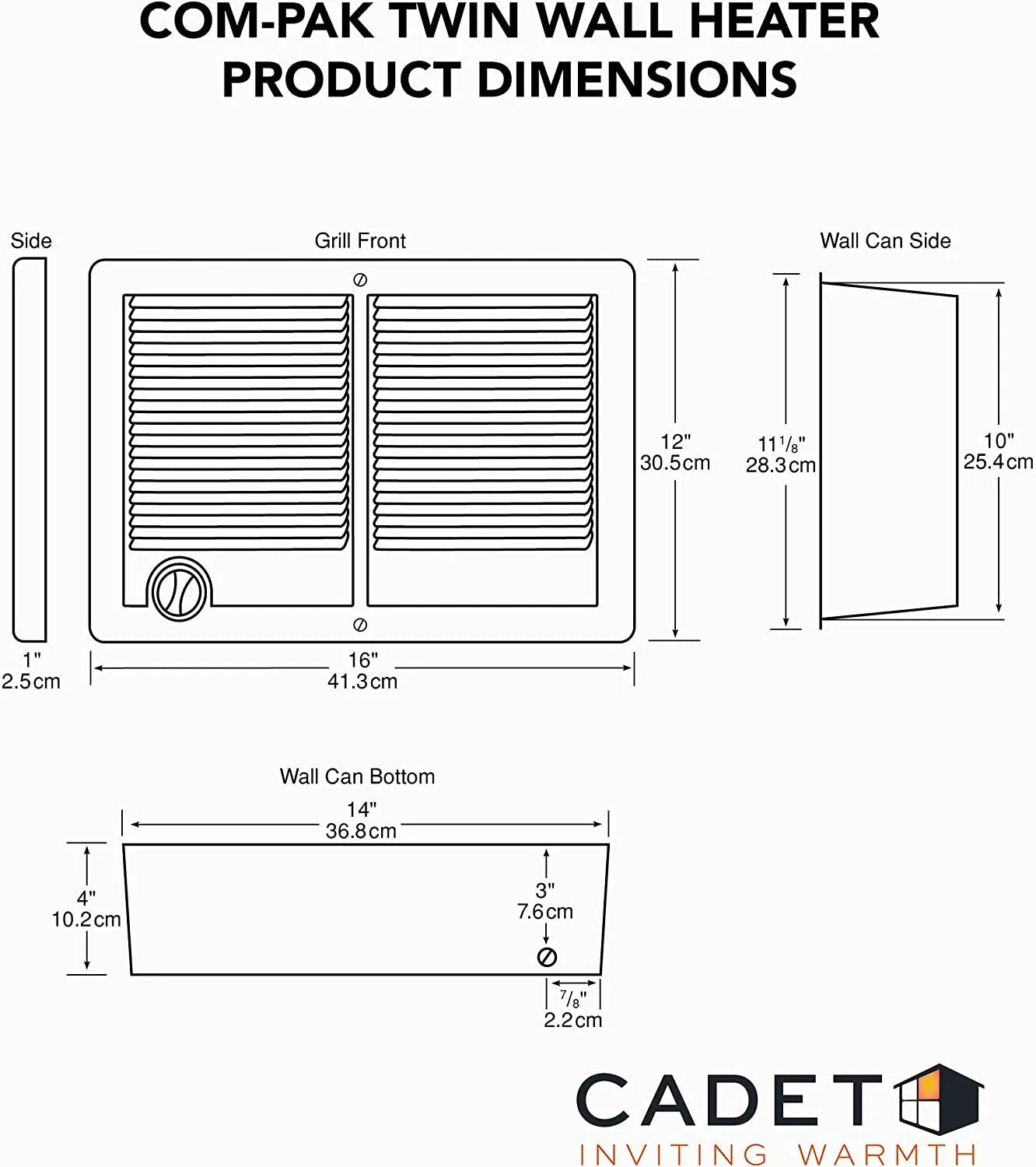 White Twin Electric Wall Heater with Thermostat M268467