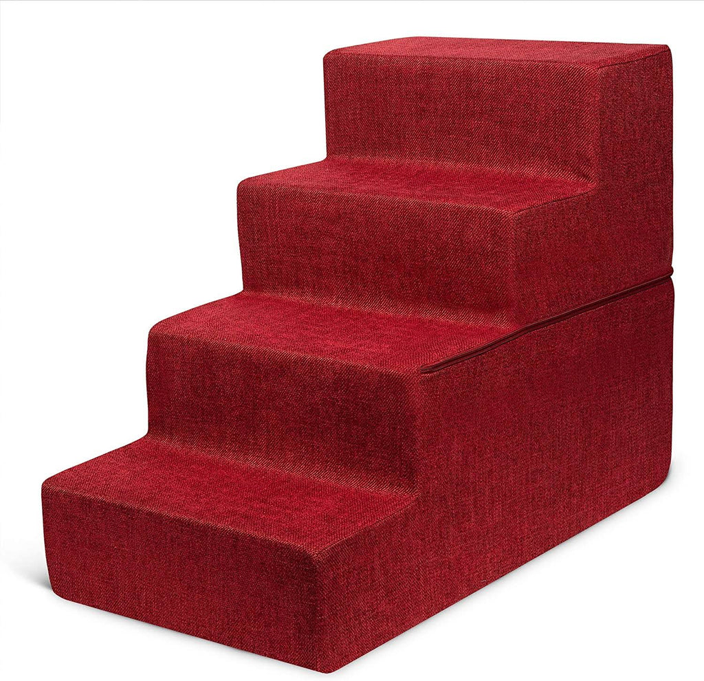 4-Step Pale Teal Linen Dog Cat Stairs R70117