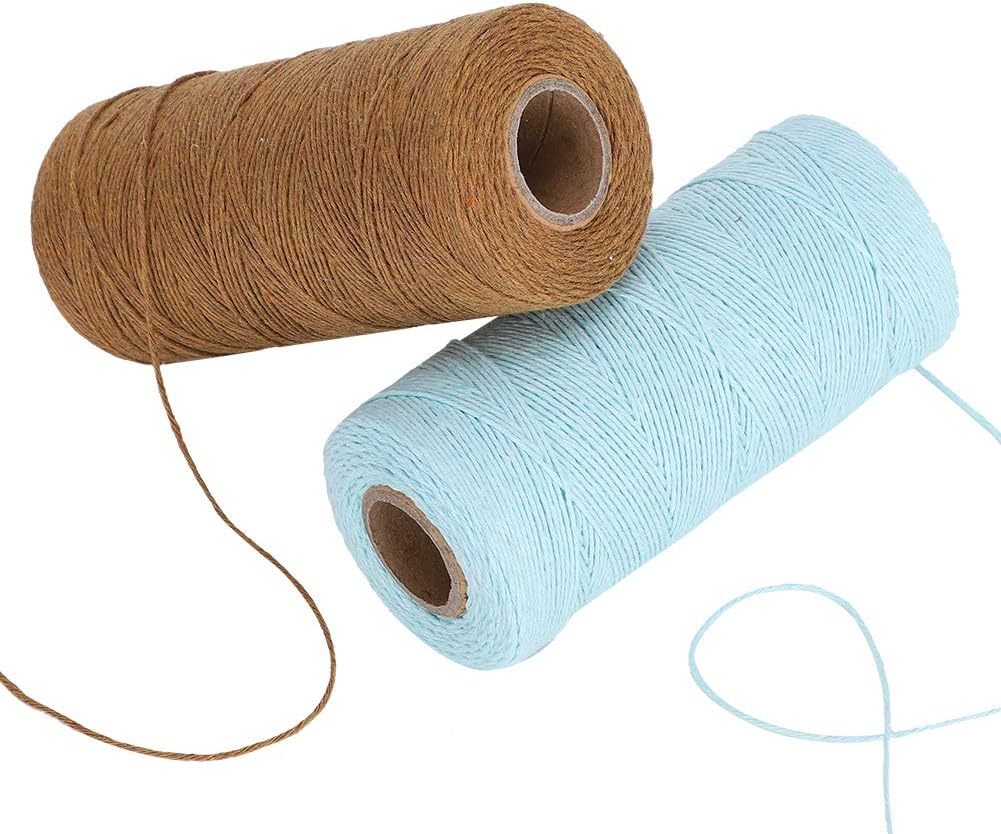 2 Rolls Pure Cotton 8/4 Warp Yarn (Brown + Light Blue) S792