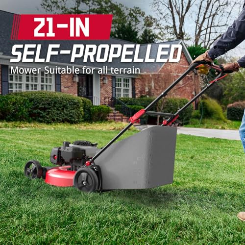 21" 140cc Self Propelled Lawn Mower with 6-Position Adjustable Cutting Height V102037