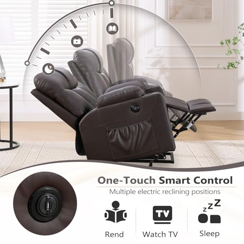 Large Power Lift Recliner Chair with Massage and Heat, Electric Wide Recliners, Heavy Duty Fabric Reclining Mechanism, Camel K50827