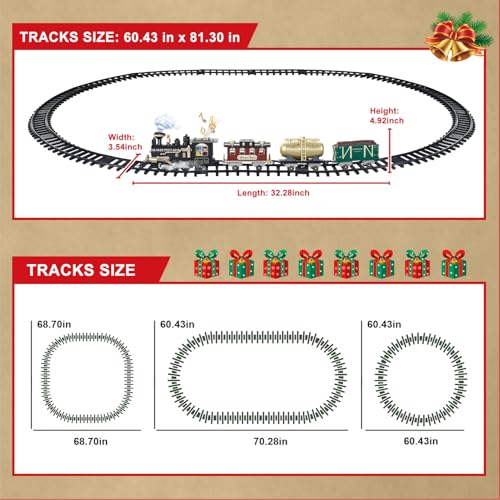 Remote Control Steam Locomotive Toy Train with Smoke, Lights, Sound & Tracks J3276