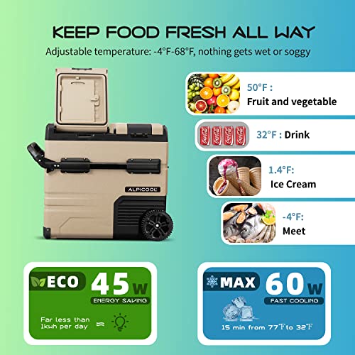 Portable 12 Volt Refrigerator, 47 Quart Dual Zone Freezer E855423