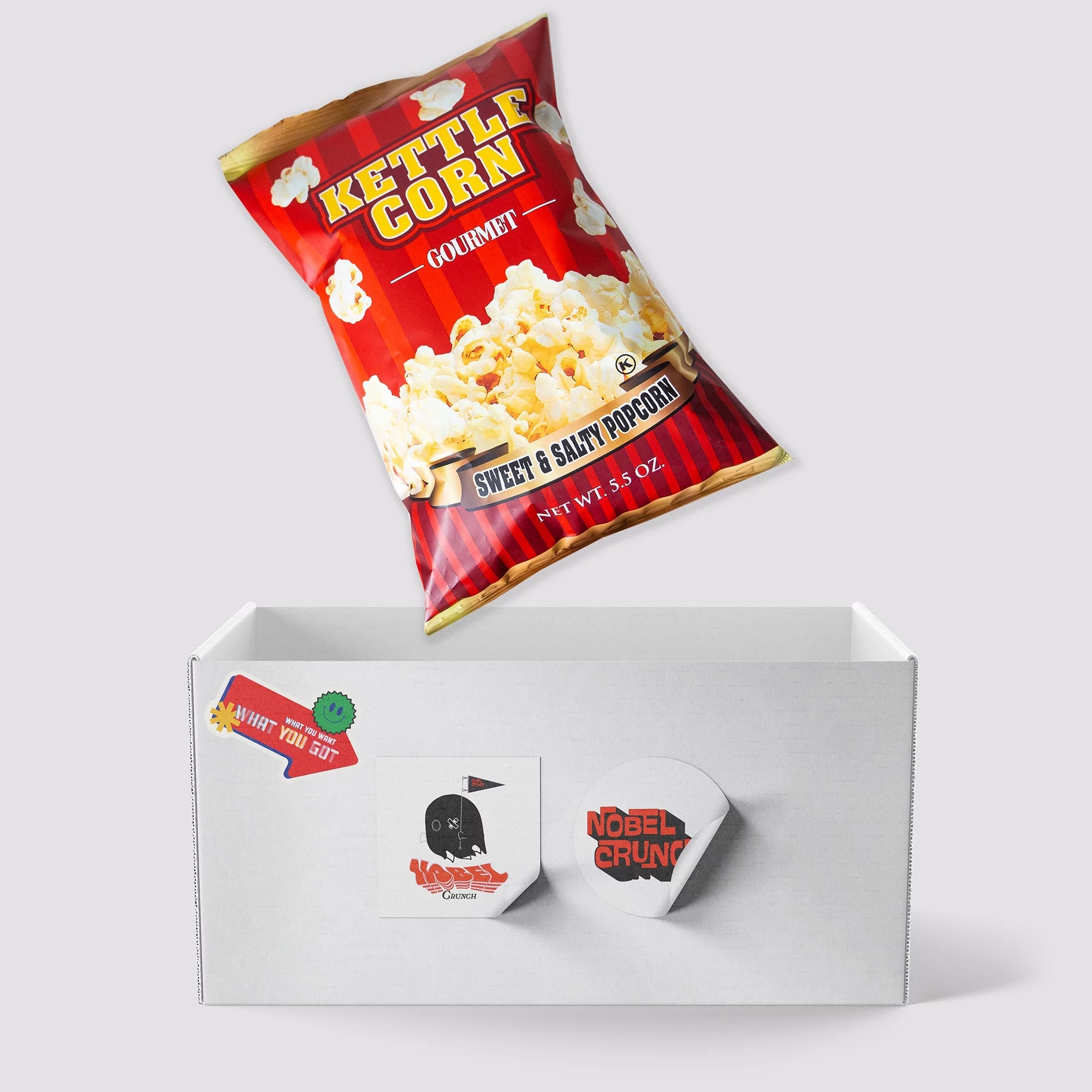 Chocolate Flavored Covered Holiday Pretzels (3, 15oz barrels) - Sweet and Salty Kettle Popcorn (1, 5.5oz) - 4 Items Total V481948