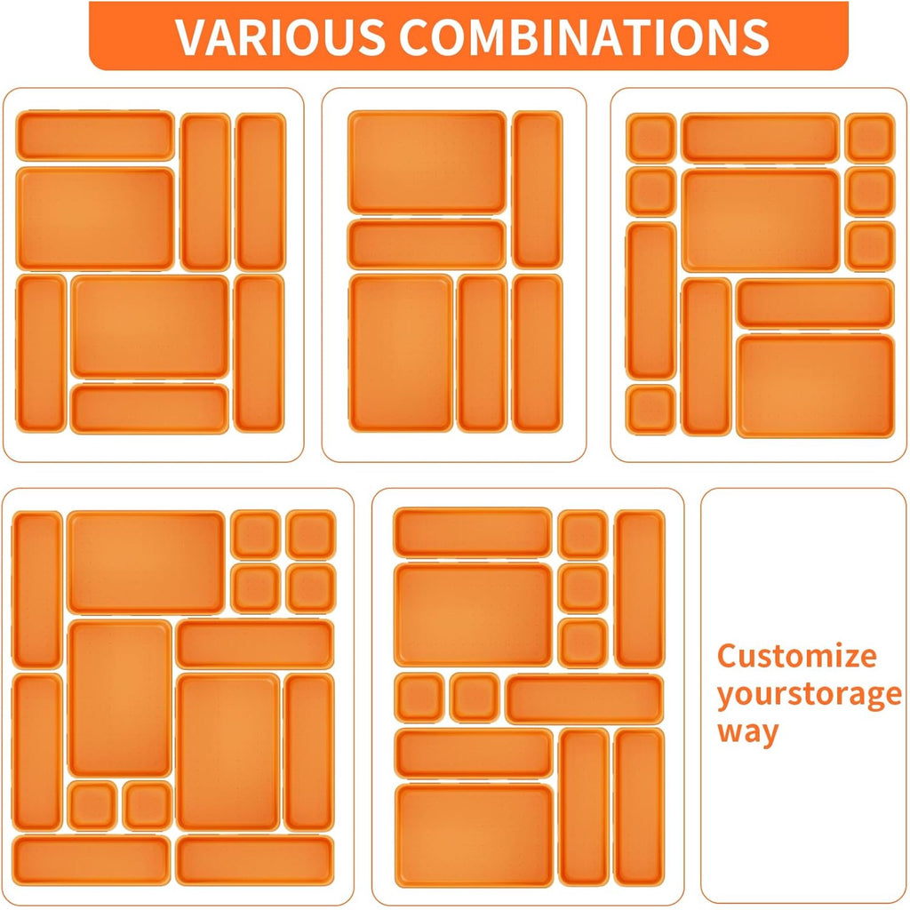 45 Pack Plastic Desk Drawer Organizer Tray 3 Sizes F740