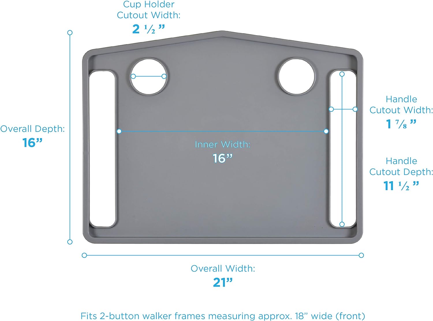 Walker Tray with 2 Cup Holders, 1 Count N381492