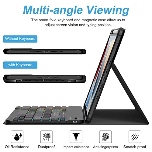 Bluetooth Wireless Keyboard Case for iPad 10.2 9th/8th/7th Gen with Pencil Holder Y9124