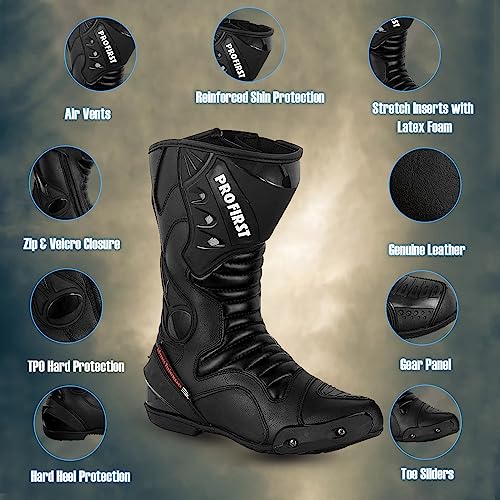Motorbike Leather Boots Motorcycle Waterproof Shoes Armored Boot Protection Anti Slip Racing Sports R75648