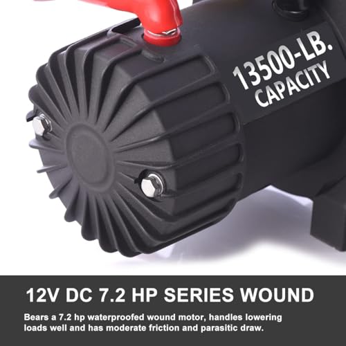 13500lb Waterproof Electric Synthetic Rope Winch with Hawse Fairlead K362484