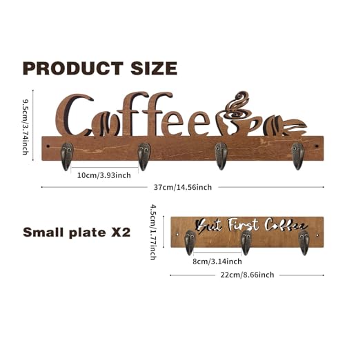 3 Pack Wall Mounted Wooden Coffee Mug Shelf with 10 Hooks J15873