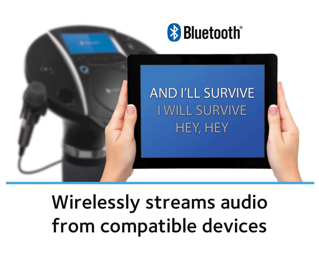 Black Bluetooth Pedestal Karaoke System with Two Microphones I7411