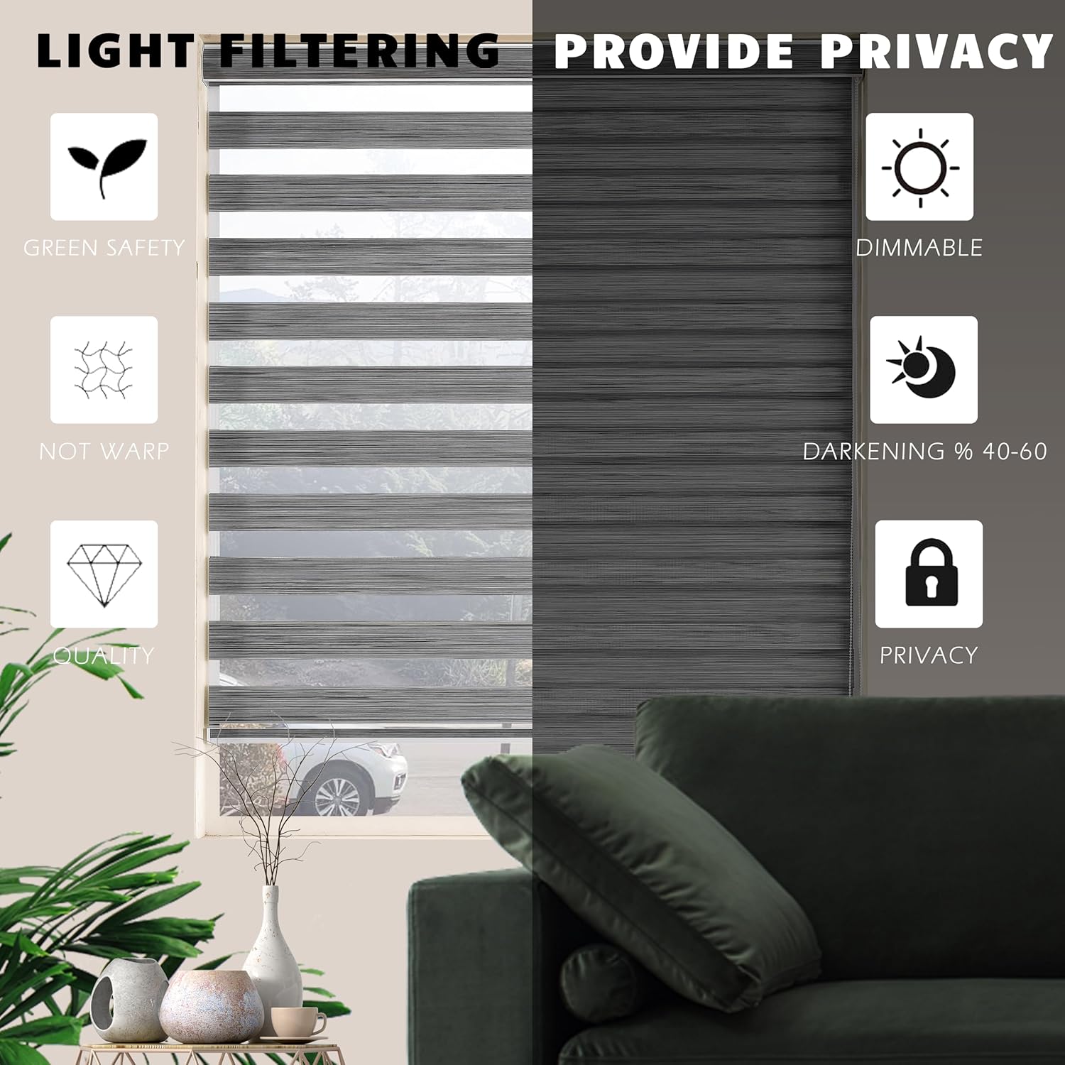 Grey Zebra Roller Blinds V8483