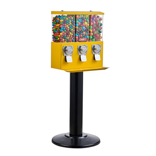 Yellow Triple Compartment Candy Dispenser with Iron Stand J380591