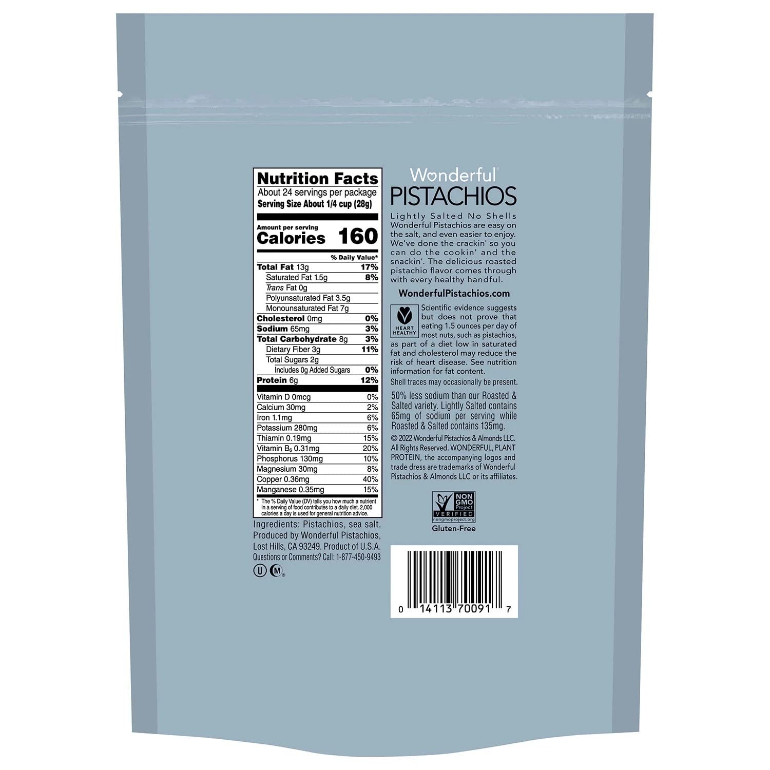 Roasted and Lightly Salted Pistachios, No Shells (24 Ounce) X748750
