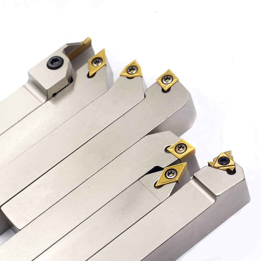 7 Pieces/Set Indexable Lathe Turning Tool Holder with Tin Coated Carbide Inserts Z118389