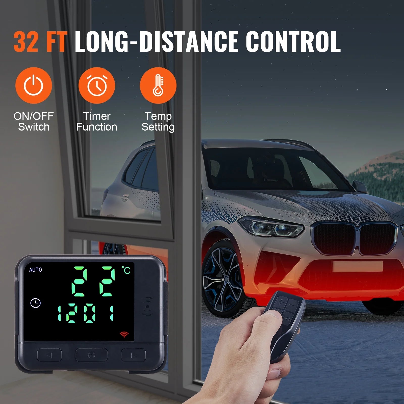 12V 2KW Diesel Heater with Remote Control and LCD Display, 10L Fuel Tank E46790