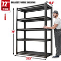 72"H 5-Shelf Heavy Duty Metal Storage Shelving Unit Black L659550