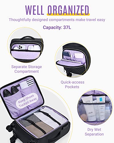 Black Softside Carry On Luggage 20 Inch with Spinner Wheels Z757090