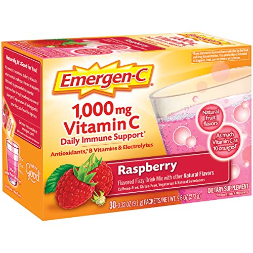 30 Count Raspberry Flavor Dietary Supplement Fizzy Drink Mix with 1000mg Vitamin C G92808