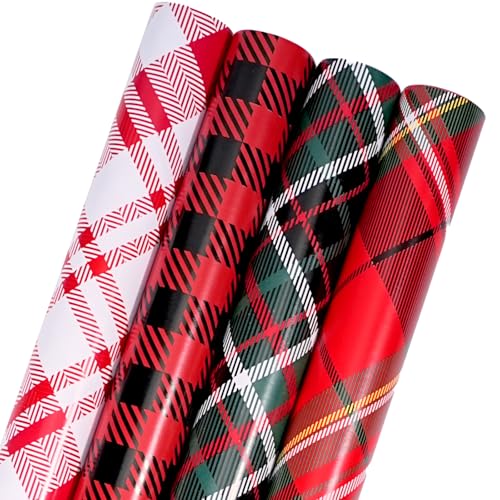 Reversible Kraft Christmas Wrapping Paper - Jumbo Roll - 30 Inch X 33 Feet - Vintage Trucks Design D8251