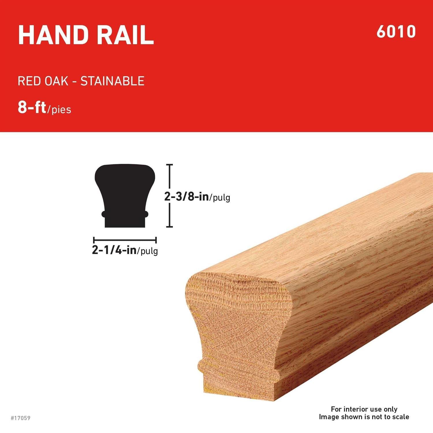 Unfinished Wood Oak Handrail B599054