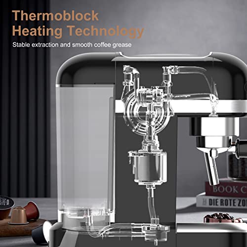 Black 20 Bar Espresso Machine with 1.4 L Water Tank H811746