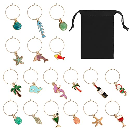 18 Pack Christmas Wine Glass Charms U66959