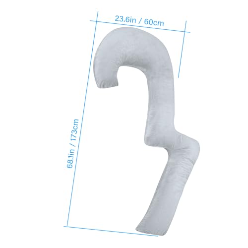 68 Inches Memory Foam Body Pillow with Cover - Middle Grey M246879