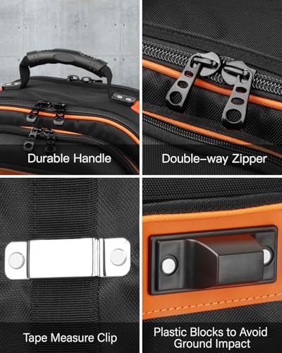 Brown Heavy Duty Tool Backpack with Removable Tool Organizer and Laptop Compartment U2183