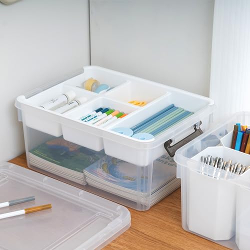 17 QT Plastic Storage Box with Removable Tray U3412
