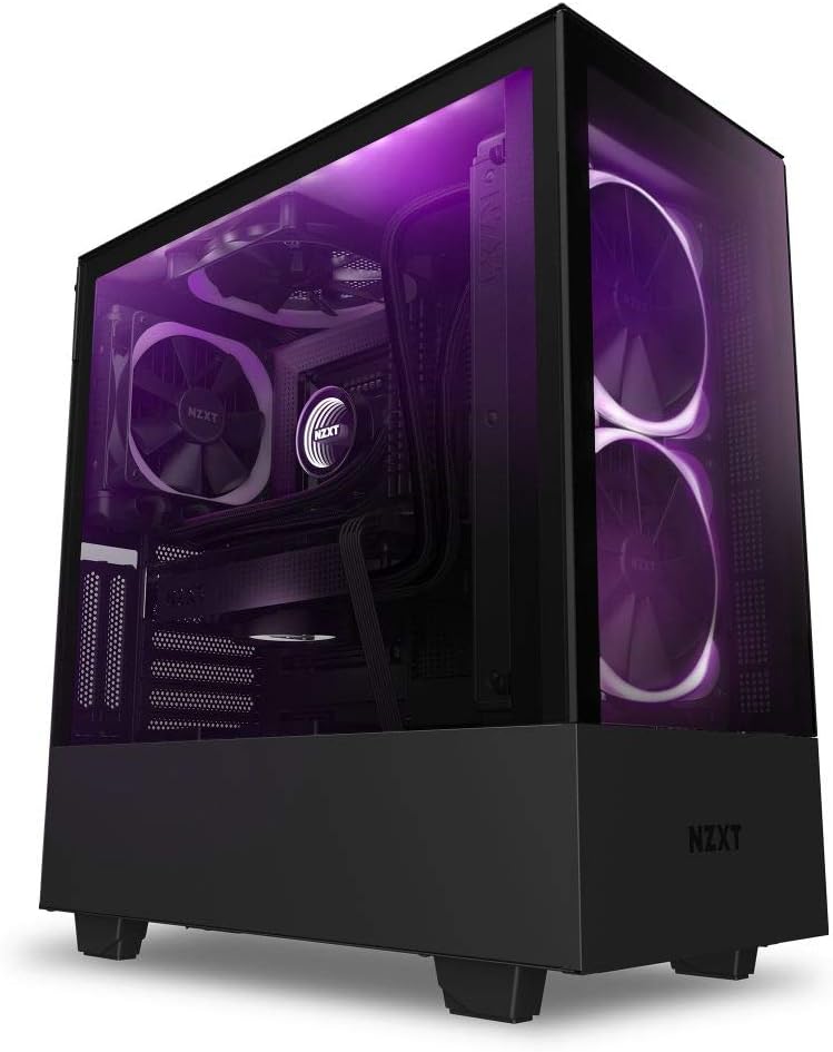 Black Mid-Tower ATX PC Case with Dual-Tempered Glass Panel N225