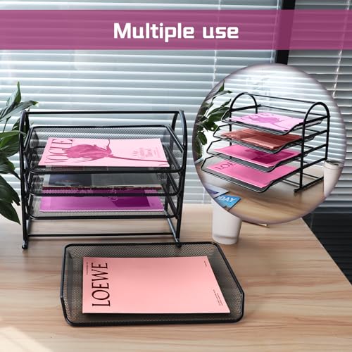 Black 5 Tier Mesh Desktop Letter Trays R647978