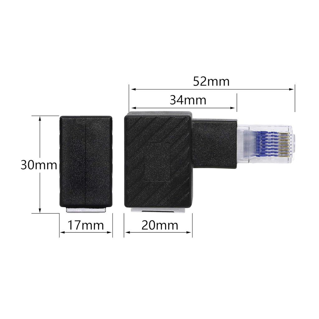 Right Angle Ethernet Adapter 90 Degree RJ45 Male to Female Cat6 LAN Network Connector 2-Pack Black I249093