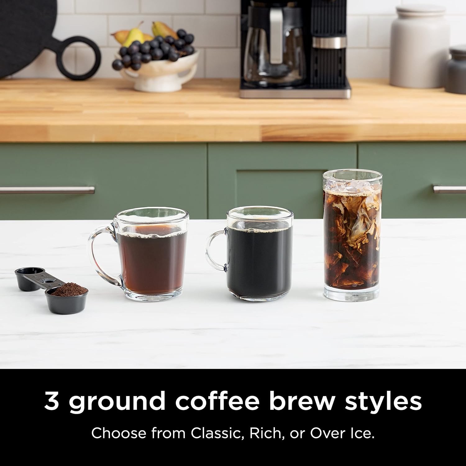Black and Stainless Steel Espresso & Coffee System, 12-Cup Carafe, Built-in Frother D322402