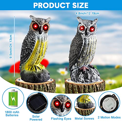 Gray Plastic Owl Decoy with Red Flashing Eyes, 2 Pcs X725858