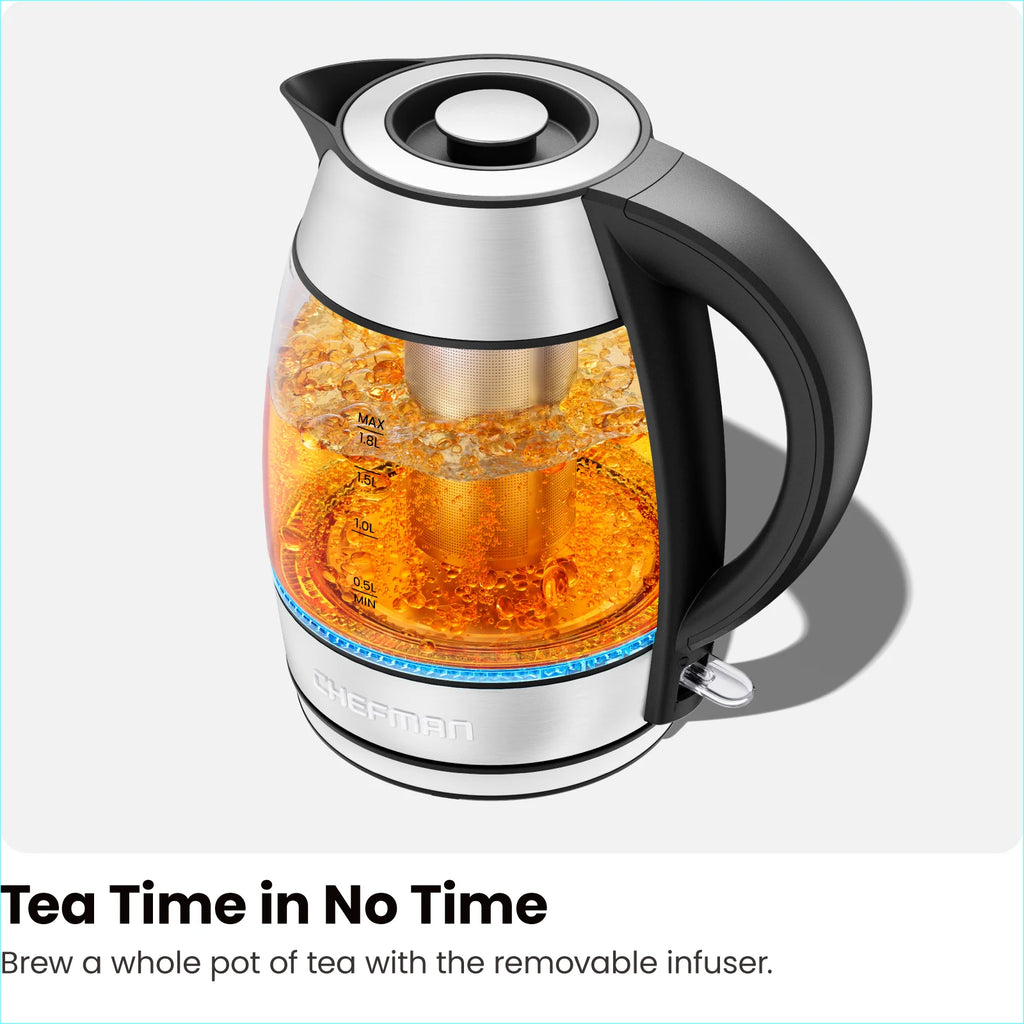 1.8L Electric Glass Kettle with Removable Tea Infuser K218