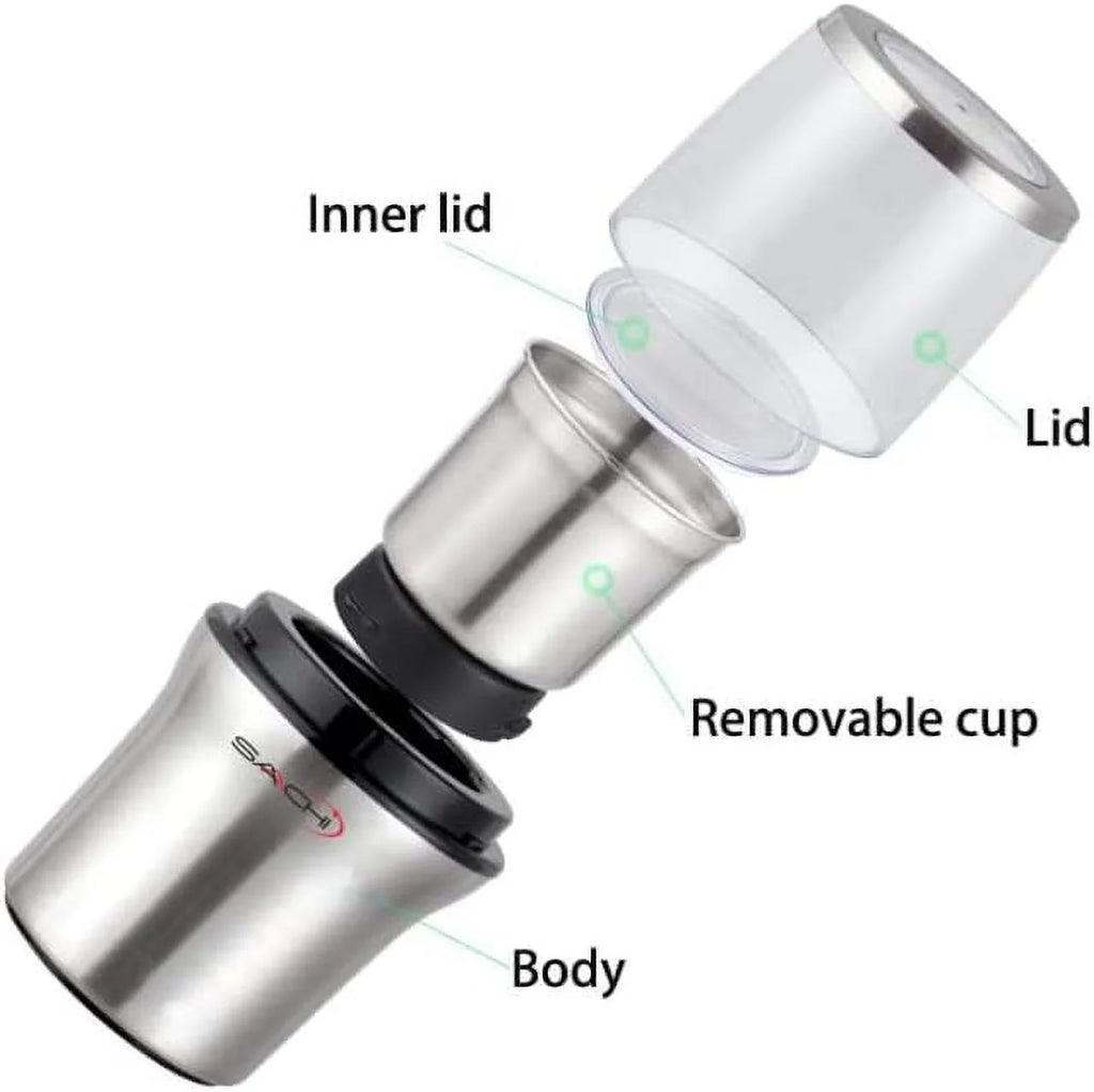 Electric Coffee Grinder with 2 Stainless Steel Blades Removable Bowls J613
