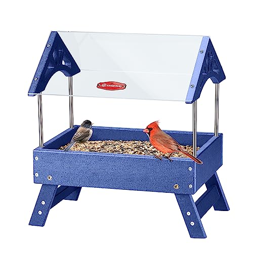 Brown Recycled Plastic Platform Bird Feeder, 5 LBS Large Capacity L52907