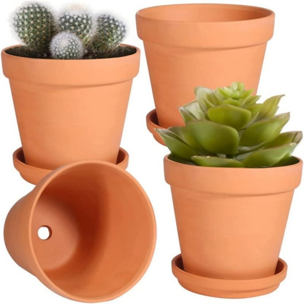 4 Pack 3 Inch Terracotta Pots with Saucer M195292