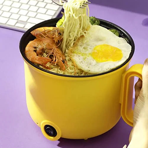 Electric Cooking Pot 1.5L Coated Clear Lid Yellow Double Layer X603